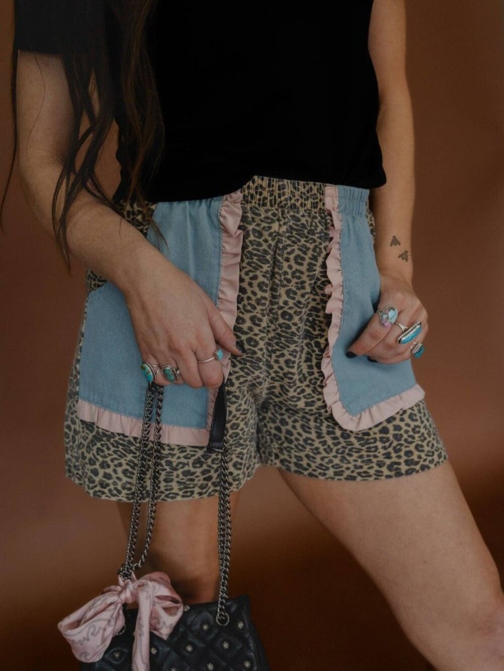 Leopard Ruffle Denim Shirts Witty Wild